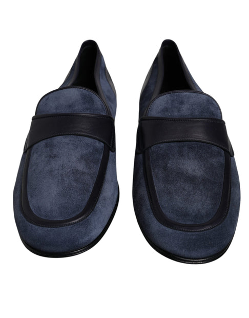 Blue Suede Leather Shoes Loafer Moccasin Shoes