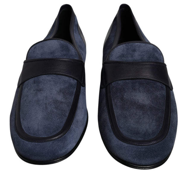 Blue Suede Leather Shoes Loafer Moccasin Shoes