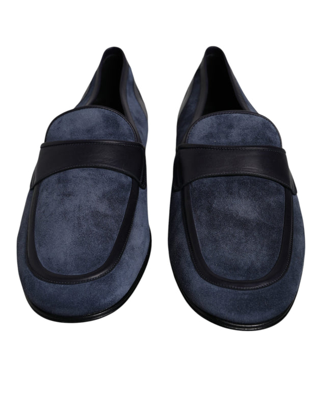 Blue Suede Leather Shoes Loafer Moccasin Shoes