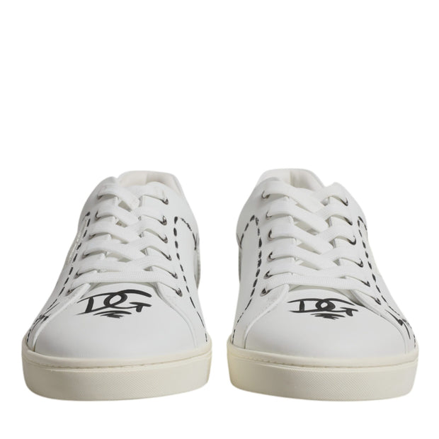 White Leather Milano Low Top Sneakers Shoes