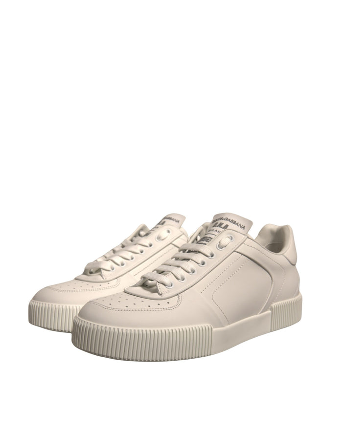 White Miami Leather Low Top Sneakers Shoes