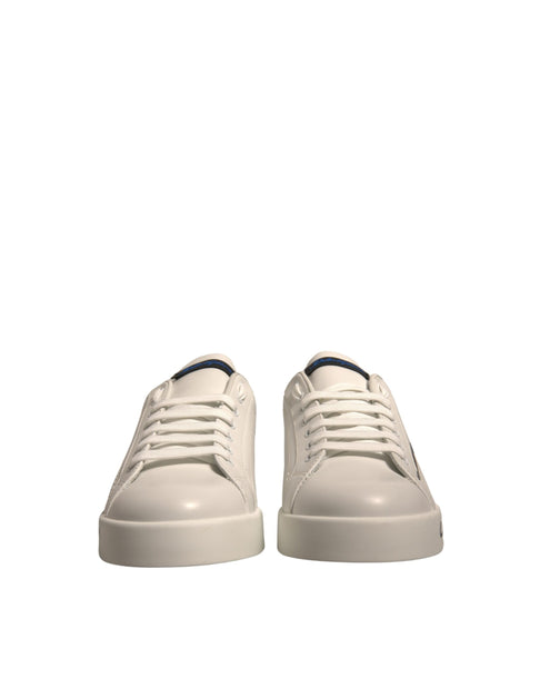 White Blue Logo Portofino Sneakers Shoes