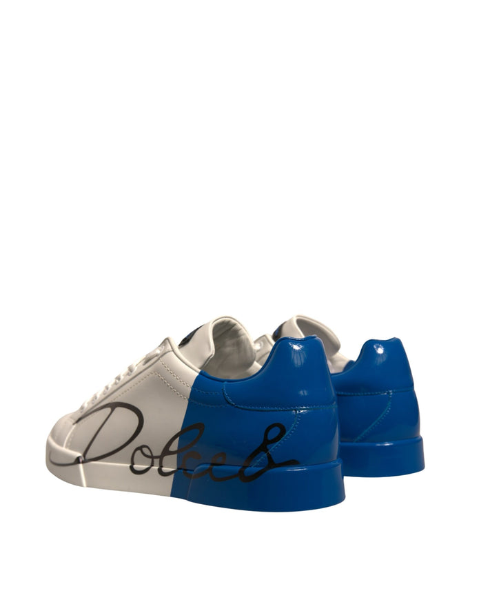 White Blue Logo Portofino Sneakers Shoes