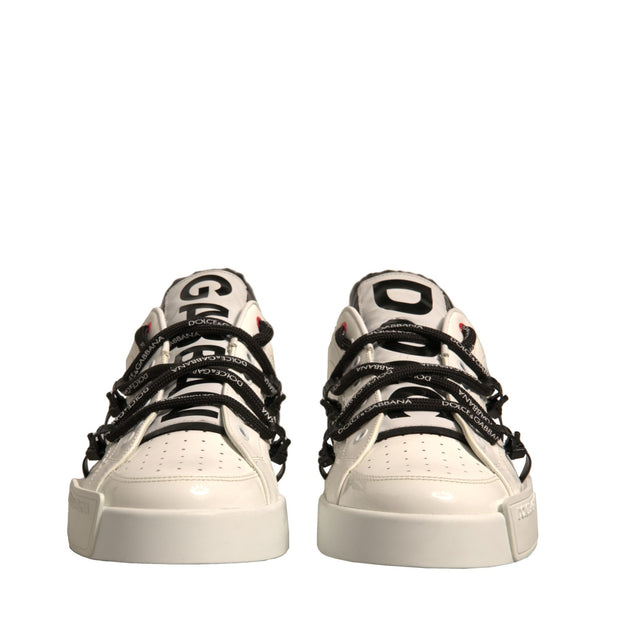 White Leather Portofino Low Top Sneakers Shoes