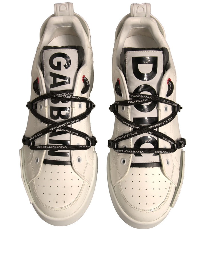 White Leather Portofino Low Top Sneakers Shoes