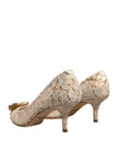 White Taormina Lace Crystal Heel Pumps Shoes