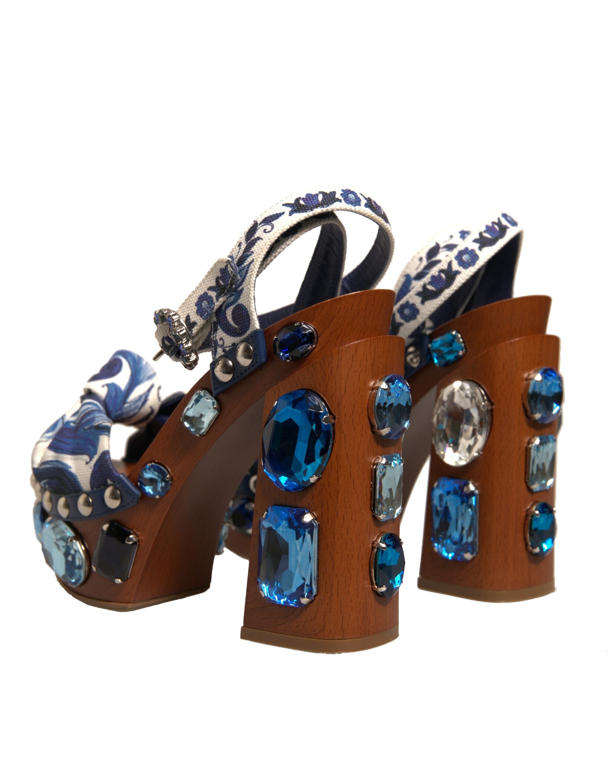 Multicolor Majolica Embellished Wedge Sandals Shoes