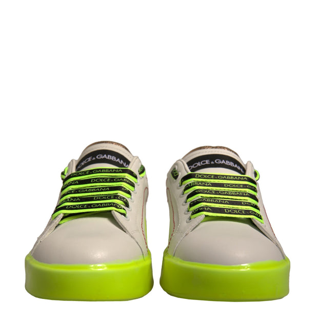 White Yellow Portofino Leather Sneakers Shoes