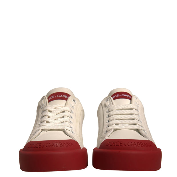 Shoes White Leather Logo Portofino Sneakers