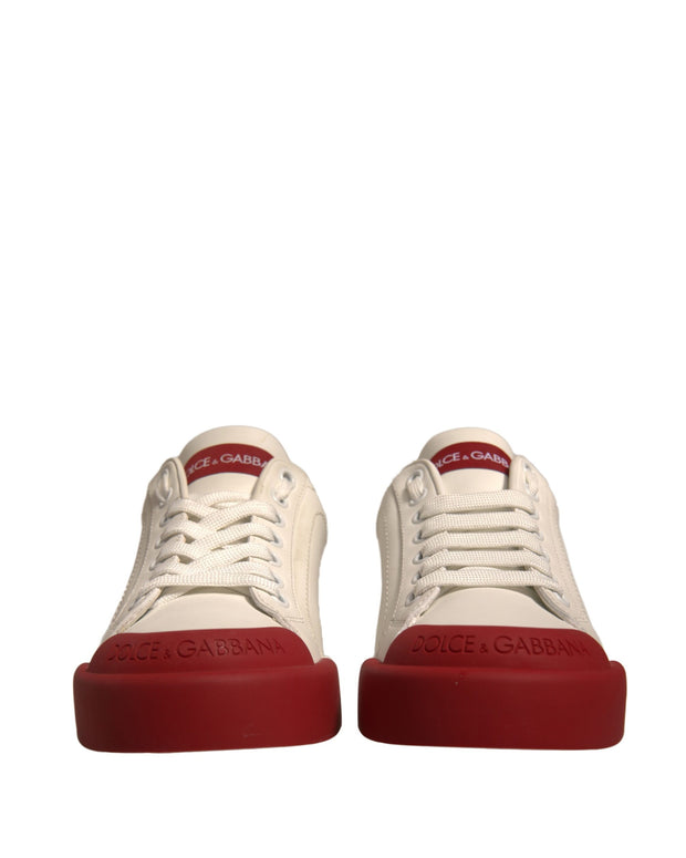 Shoes White Leather Logo Portofino Sneakers