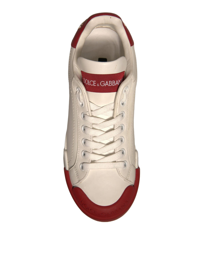 Shoes White Leather Logo Portofino Sneakers