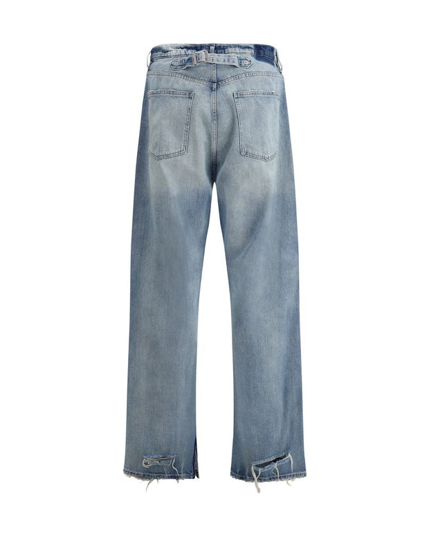 Jeans with back cinch strap