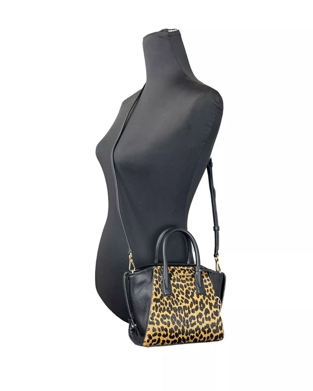 Avril XS Black Cheetah Satchel Crossbody Bag Purse