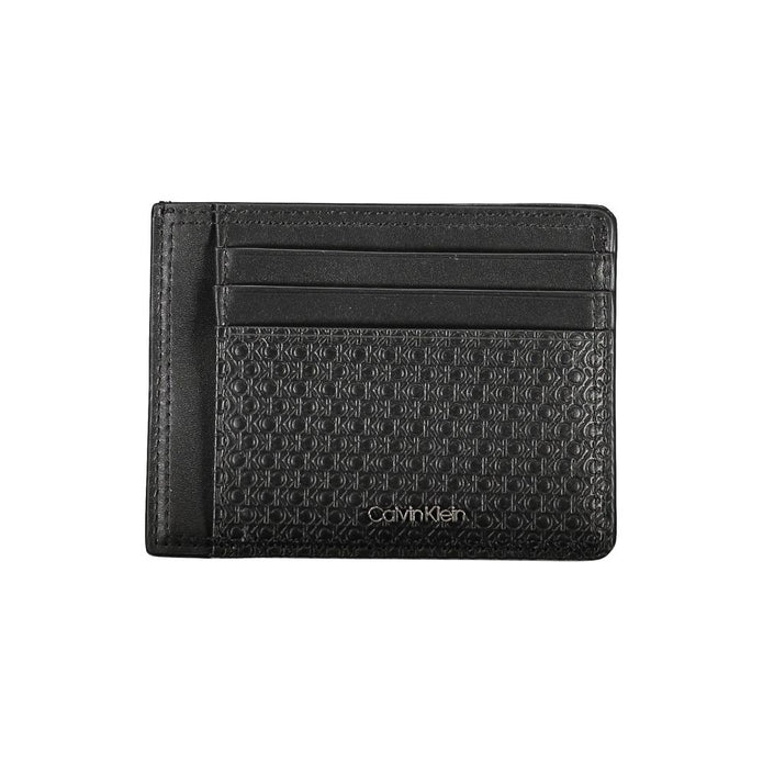 Sleek Black Leather Coin Purse with Card Holder