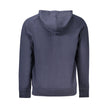 Blue Cotton Men Sweater with Central Pockets and Zip