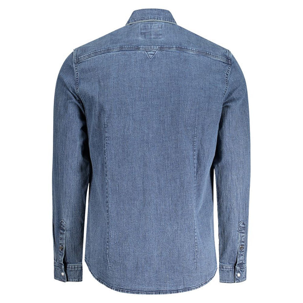 Blue Cotton Men Shirt