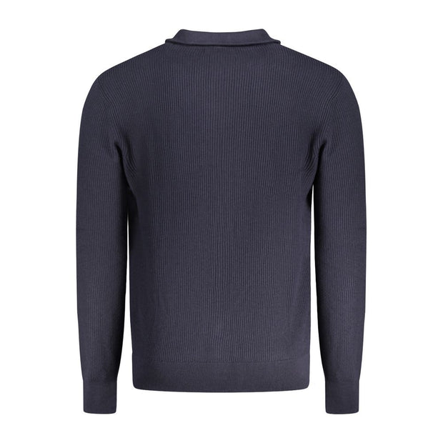 Blue Cotton Men Sweater