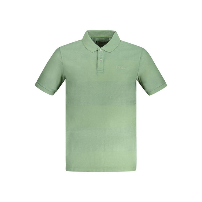 Green Cotton Men Polo Shirt