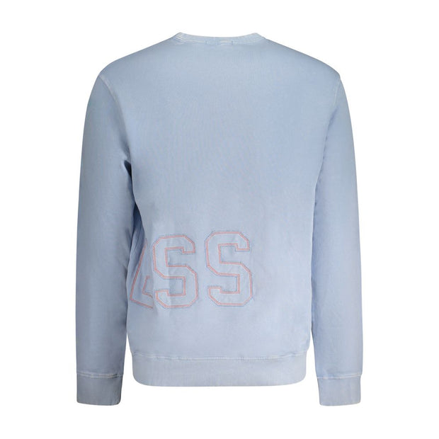 Light Blue Cotton Men Sweater