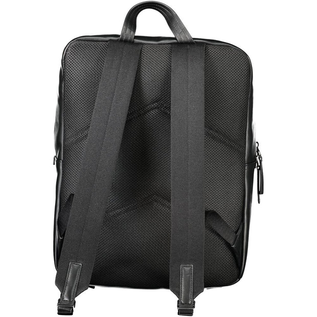 Black Polyethylene Men Backpack