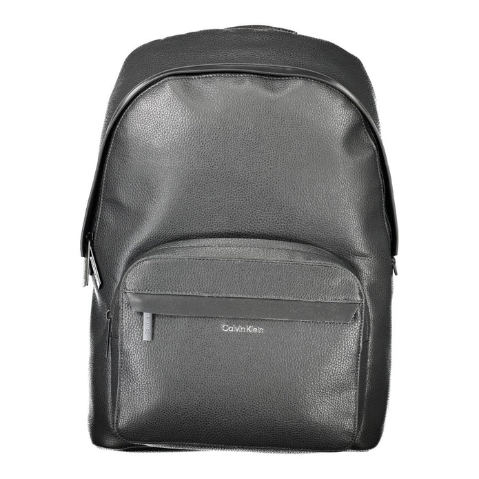 Black Polyester Men Backpack