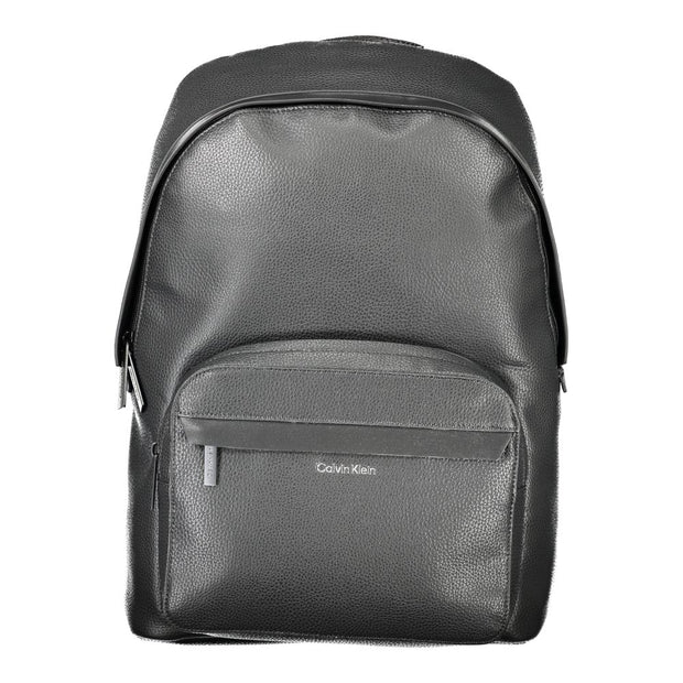 Black Polyester Men Backpack