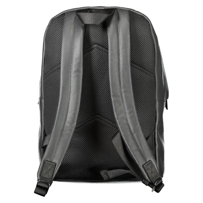 Black Polyester Men Backpack