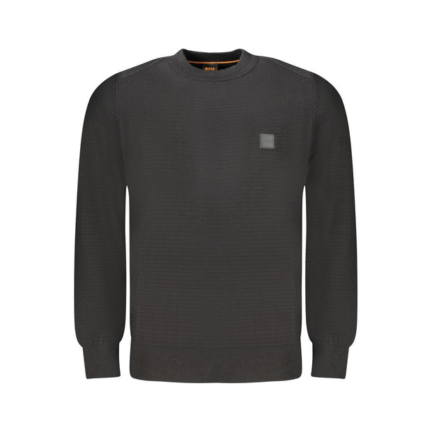 Black Cotton Men Sweater