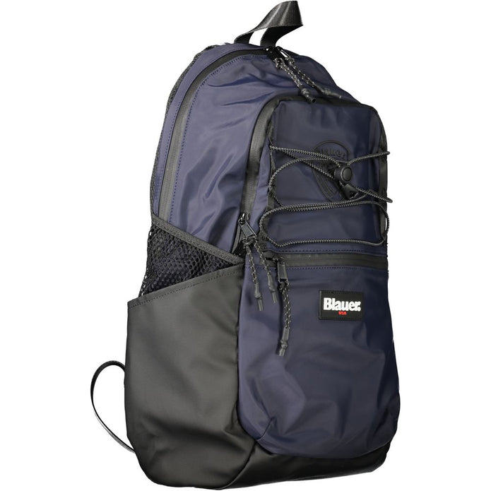 Blue Polyester Men Backpack