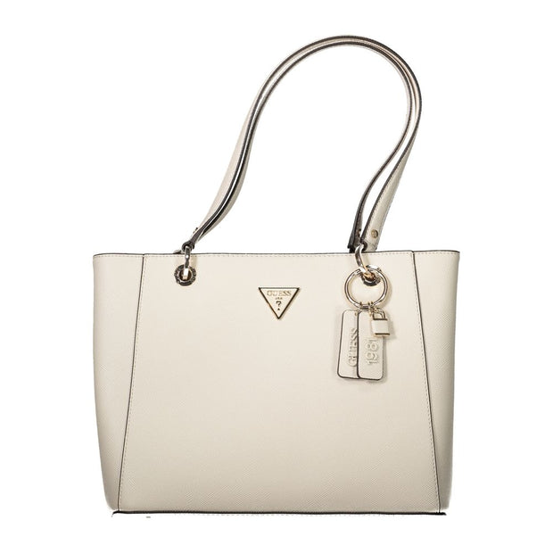 Beige Polyethylene Women Handbag