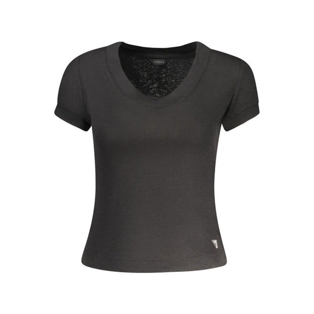 Black Polyester Women T-Shirt