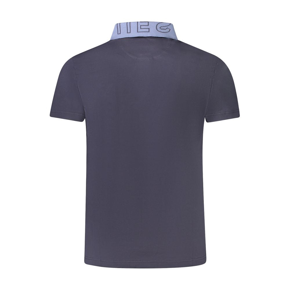 Blue Cotton Men Polo Shirt