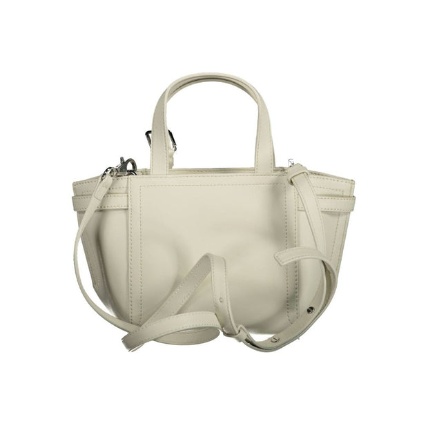 White Polyester Women Handbag