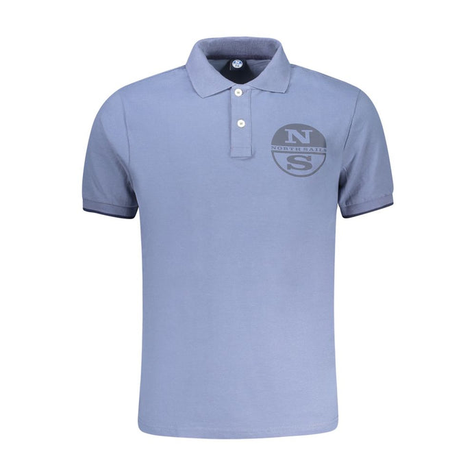 Blue Cotton Men Polo Shirt