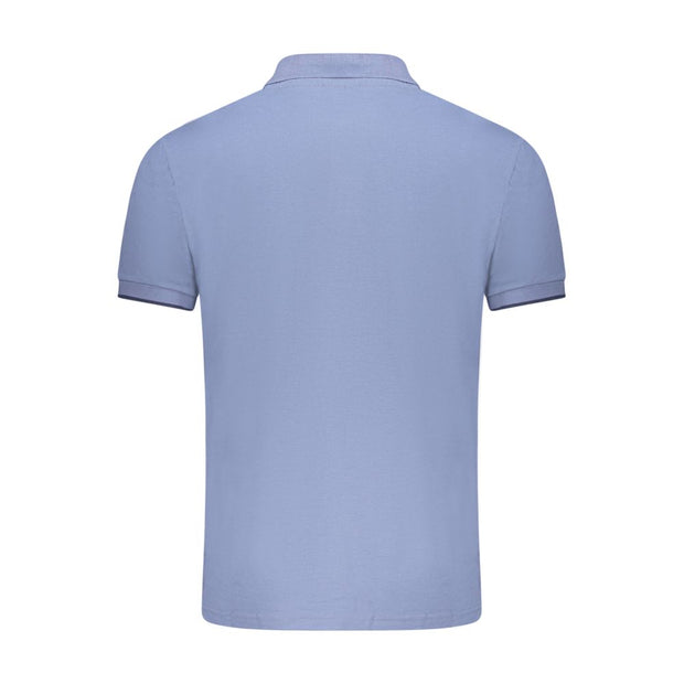 Blue Cotton Men Polo Shirt