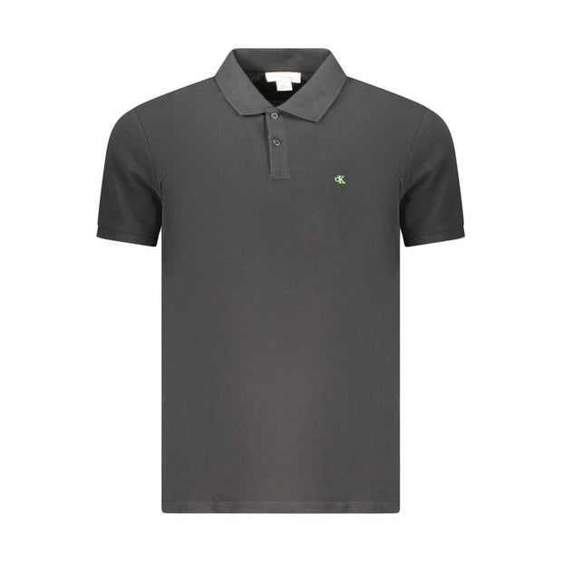 Black Cotton Men Polo Shirt