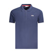 Blue Cotton Men Polo Shirt