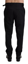 Black Wool Stretch Dress Trouser Pants