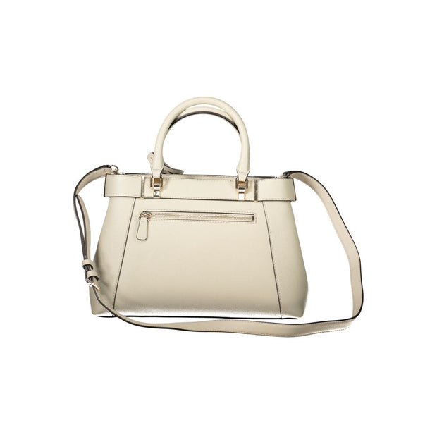 Beige Polyethylene Women Handbag