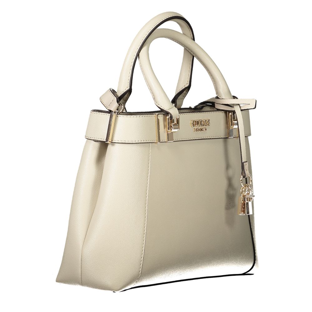 Beige Polyethylene Women Handbag