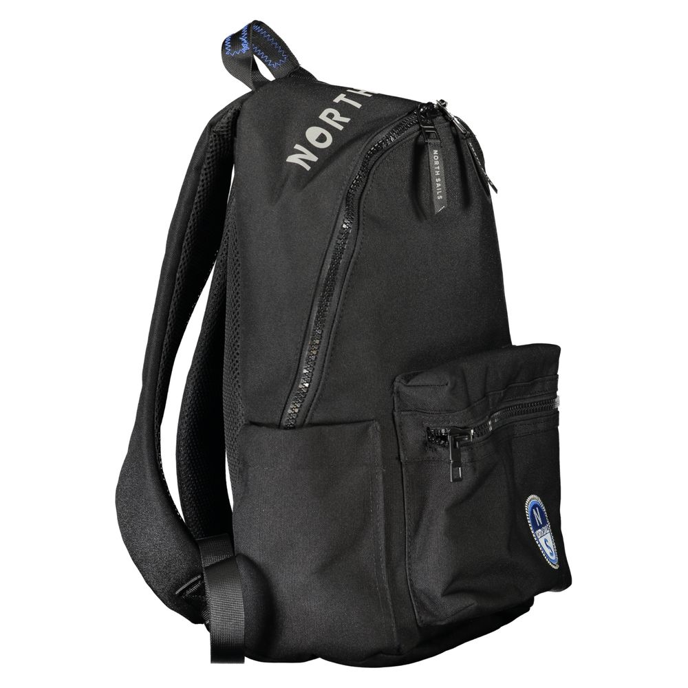 Black Polyester Men Backpack