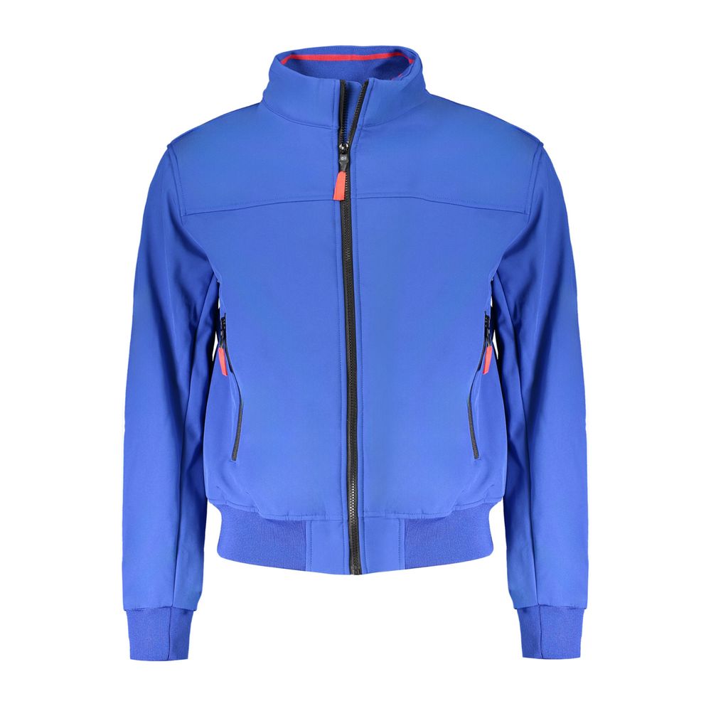 Blue Polyester Men Jacket