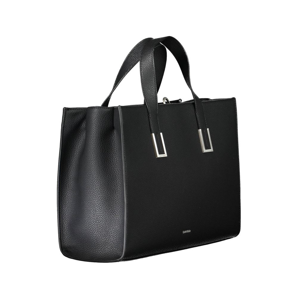 Black Polyester Women Handbag