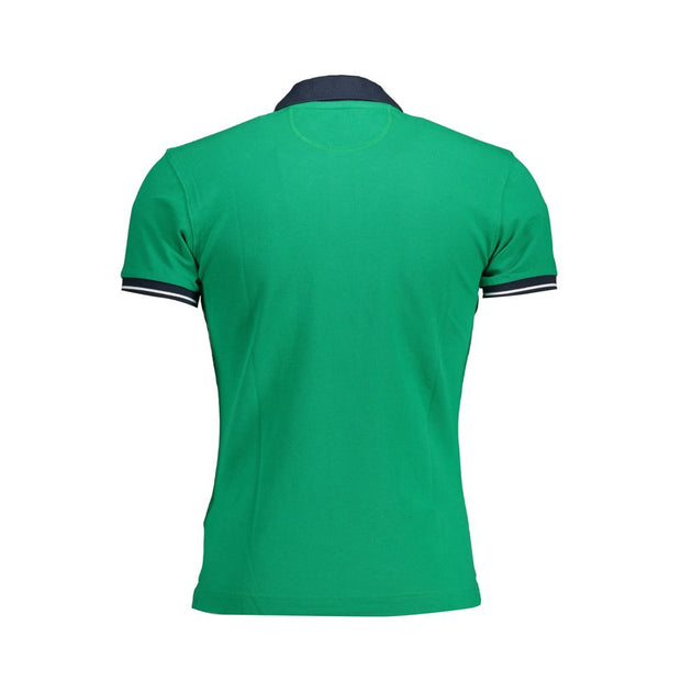 Green Cotton Men Polo Shirt