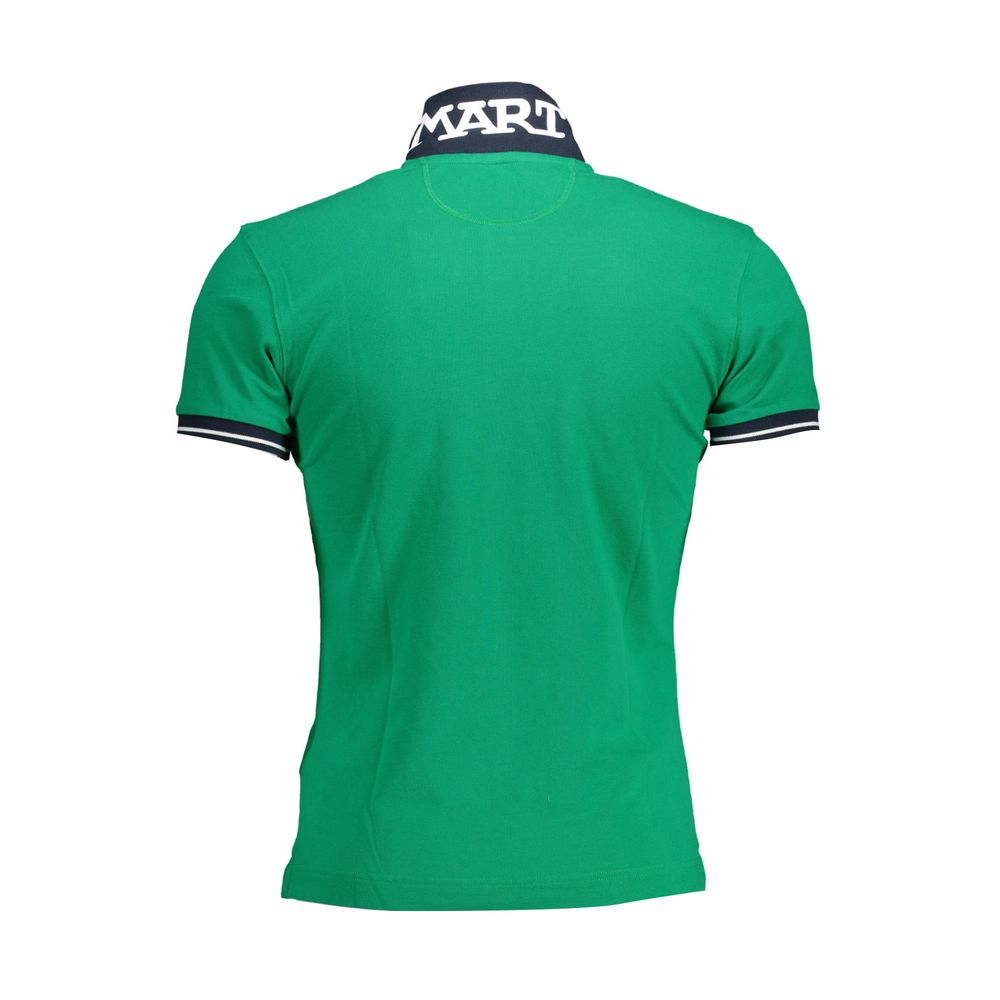 Green Cotton Men Polo Shirt