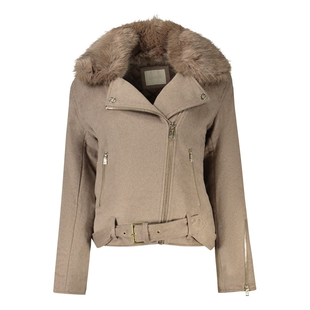 Beige Polyester Women Jacket