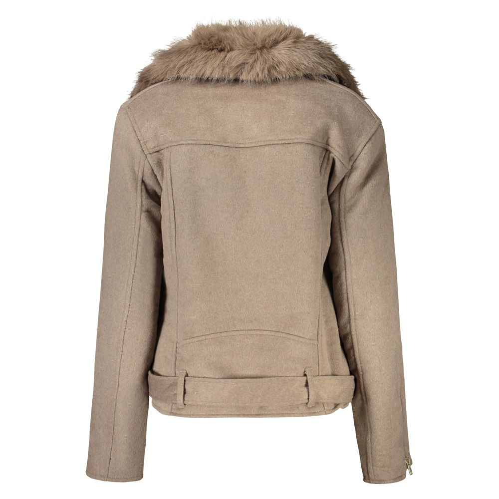 Beige Polyester Women Jacket