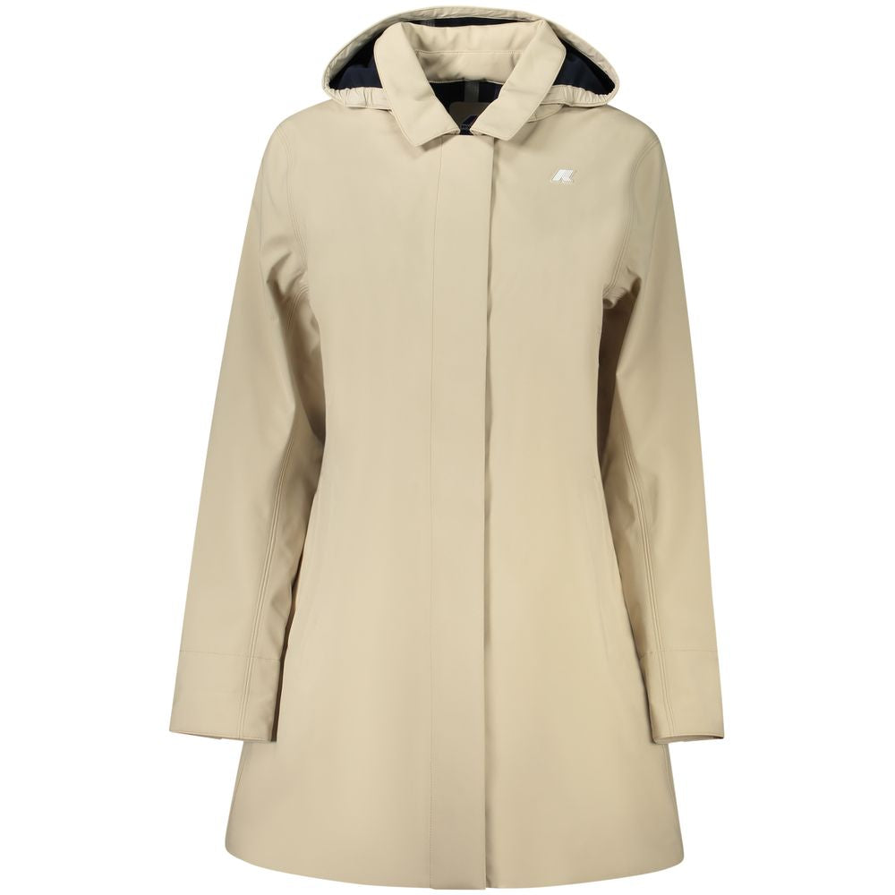 Beige Polyester Women Coat