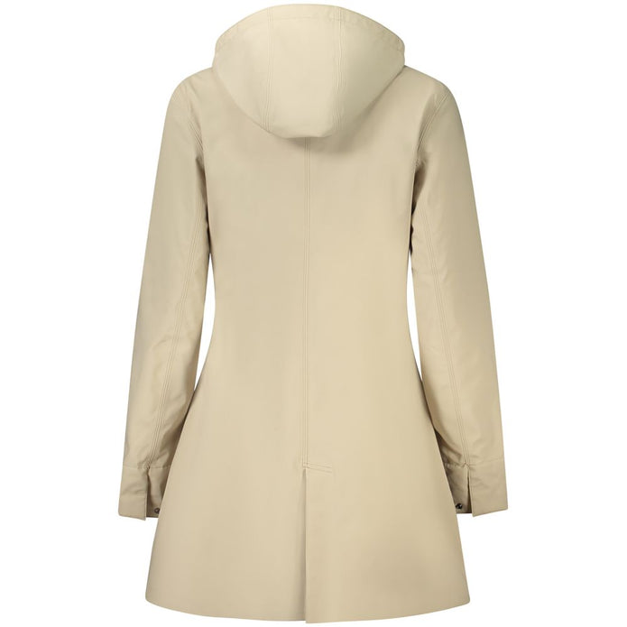 Beige Polyester Women Coat