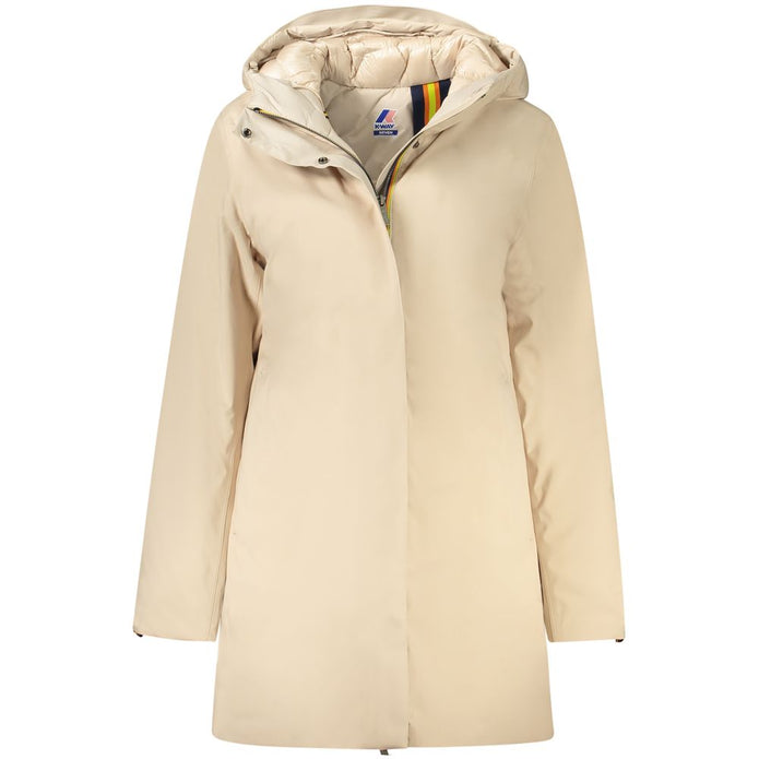 Beige Polyester Women Coat